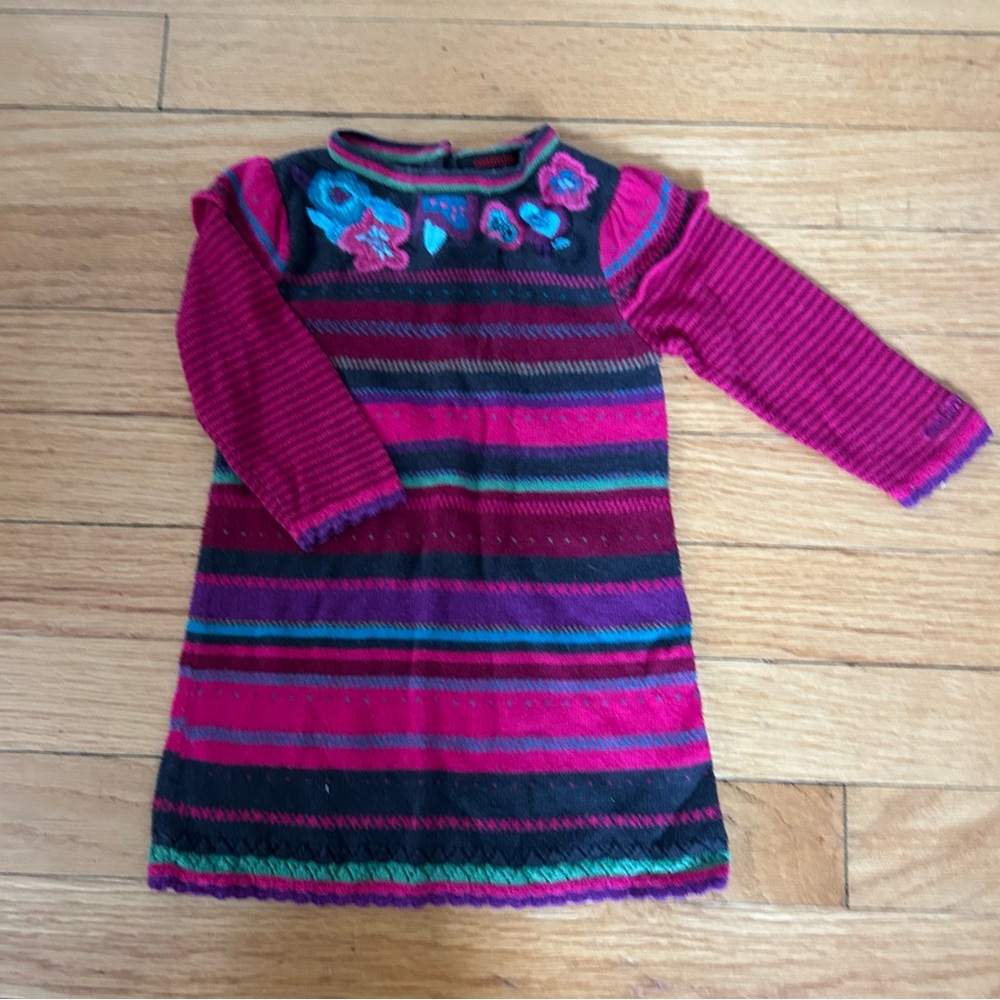 Catimini Girls Size 6 months colorful sweater dress for baby